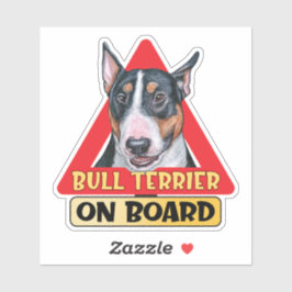 Bull Terrier On Board English Dog Red Traffic Sign シール
