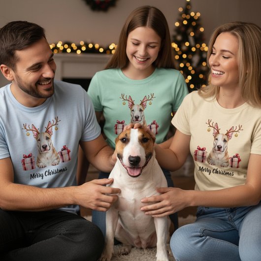 Bull Terrier Reindeer Tシャツ