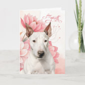 Bull Terrier Soft Pink Botanical Blooms Get Well カード (正面)