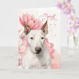 Bull Terrier Soft Pink Botanical Blooms Get Well カード