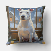 Bull Terrier with Christmas Lights Holiday クッション (裏面)