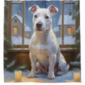 Bull Terrier with Christmas Lights Holiday シャワーカーテン (正面)