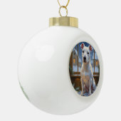 Bull Terrier with Christmas Lights Holiday セラミックボールオーナメント (左)