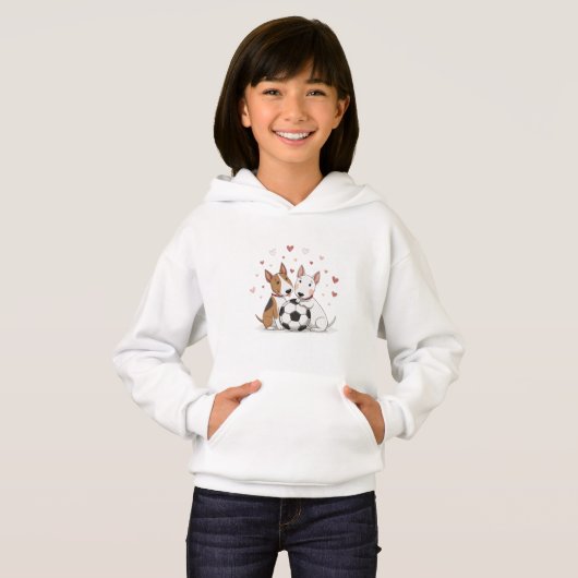 Bull Terriers with Soccer Ball for Valentine's Day (正面フル)