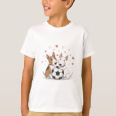 Bull Terriers with Soccer Ball for Valentine's Day Tシャツ (正面)