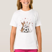 Bull Terriers with Soccer Ball for Valentine's Day Tシャツ (正面)