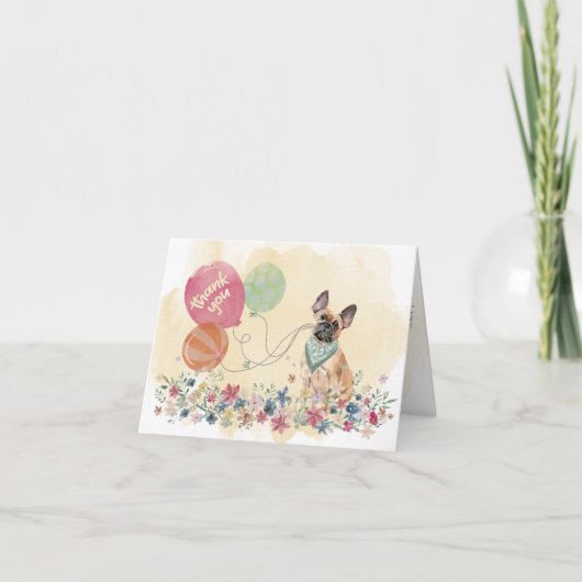 Bulldogとフランスのバルーン サンキューカード (正面)