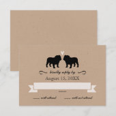 Bulldogシルエット結婚式RSVP返信 出欠カード (正面/裏面)