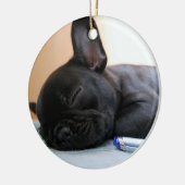 Bulldogフランスのオーナメント写真の追加 セラミックオーナメント (左)