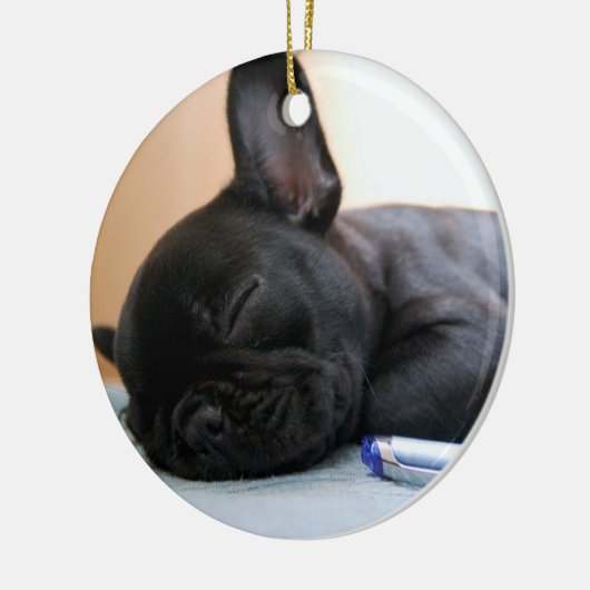 Bulldogフランスのオーナメント写真の追加 セラミックオーナメント (左)