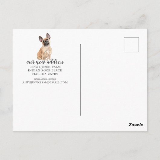 Bulldogフランスの引っ越し案内はがき ポストカード (裏面)