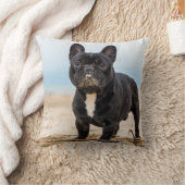 Bulldogフランスの's 遊 in the Sand（砂の中のブルドッグ） クッション (ブランケット)