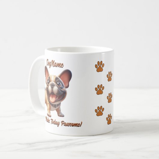 Bulldog フランスの – 犬の名前を追加、文字を変更 コーヒーマグカップ (正面左)