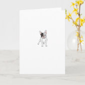 Bulldog フランスの Bluldog フランスの White Pixel カード (黄色い花)