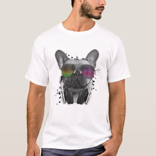 Bulldog フランスの Deejay DJ カッコいい Dog Lover Frenchie M Tシャツ (正面)