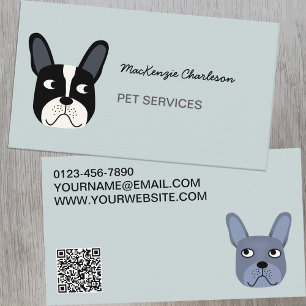 Bulldog フランスの Pet Services QRコード 名刺