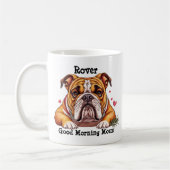 Bulldog、犬の名前を追加、写真を変更 コーヒーマグカップ (左)