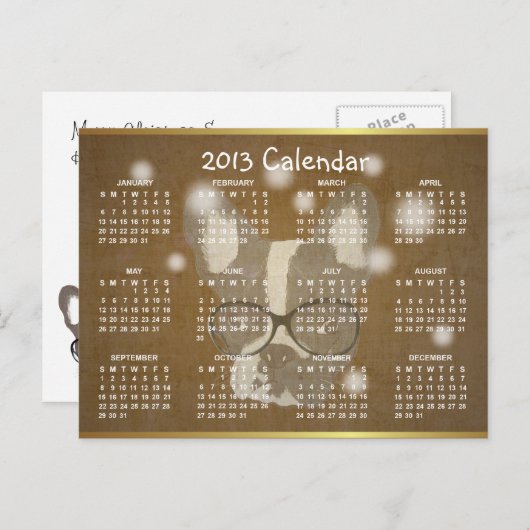 Bulldog 2013カレンフランスのダークリスマスポストカード シーズンポストカード (正面/裏面)