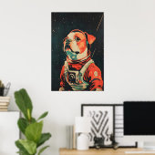 Bulldog Astronaut Poster, Bulldog Retro Print ポスター (ホームオフィス)