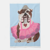 Bulldog Ballerina キッチンタオル (縦)