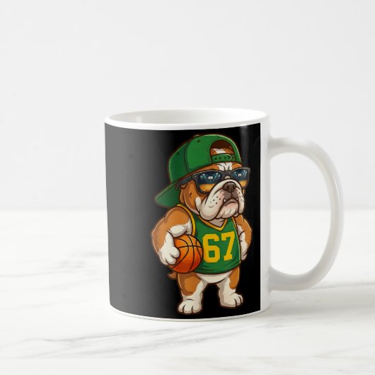 Bulldog Basketball 67 Gen Alpha Slang Srts Dog Boy コーヒーマグカップ (右)