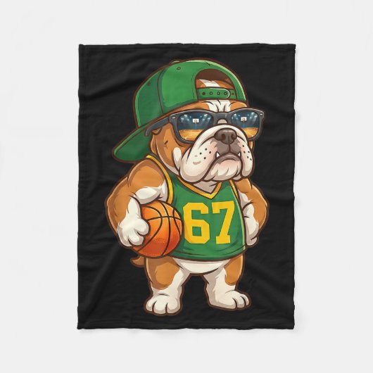Bulldog Basketball 67 Gen Alpha Slang Srts Dog Boy フリースブランケット (正面)