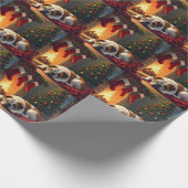 Bulldog by the Fireplace Christmas Painting ラッピングペーパー (角)