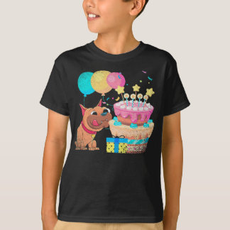 Bulldog Cake Balloons Celebration Birthday Party Tシャツ