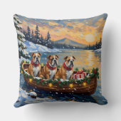 Bulldog Christmas Boat Holiday クッション (裏面)