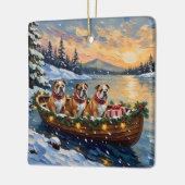 Bulldog Christmas Boat Holiday セラミックオーナメント (左)