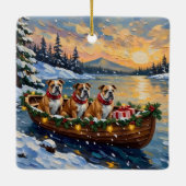 Bulldog Christmas Boat Holiday セラミックオーナメント (裏面)