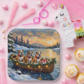 Bulldog Christmas Boat Holiday ペーパープレート (パーティー)