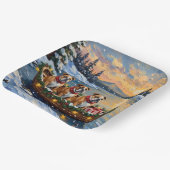 Bulldog Christmas Boat Holiday ペーパープレート (傾斜あり)