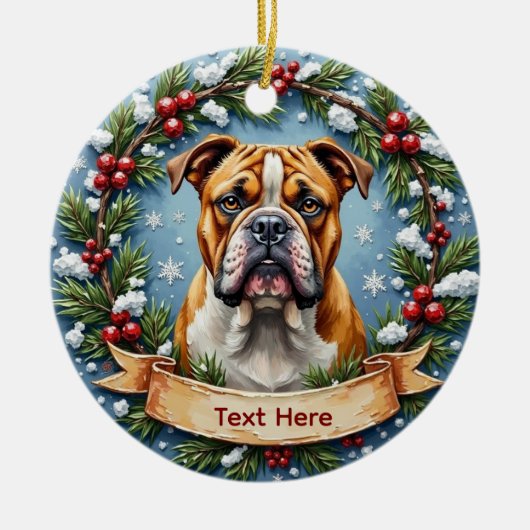Bulldog Christmas Ornament セラミックオーナメント (正面)