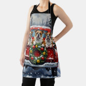 Bulldog Christmas Red Truck Holiday エプロン (インサイチュ)