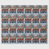 Bulldog Christmas Red Truck Holiday ラッピングペーパー (フラット)