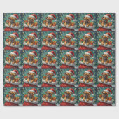 Bulldog Christmas Santa Bag Adventure ラッピングペーパー (フラット)