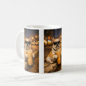 Bulldog con café helado – Estilo urbano y cool コーヒーマグカップ (正面左)