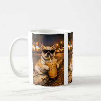 Bulldog con café helado – Estilo urbano y cool コーヒーマグカップ