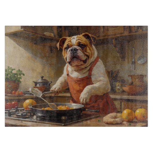 Bulldog Cooking in Kitchen カッティングボード (正面)