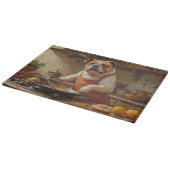 Bulldog Cooking in Kitchen カッティングボード (角)