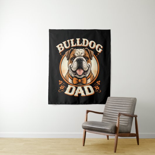 Bulldog Dad – Cute Vintage Bulldog Father’s Day タペストリー (インサイチュ)