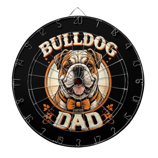 Bulldog Dad – Cute Vintage Bulldog Father’s Day ダーツボード (正面)