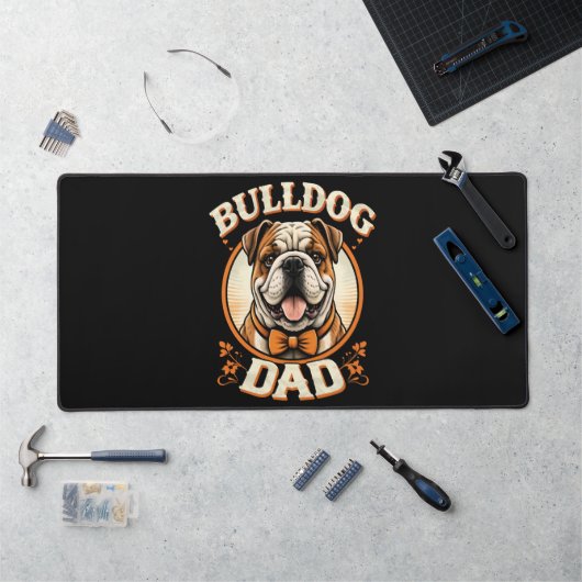 bulldog dad – cute vintage bulldog father’s day デスクマット (ワークステーション)