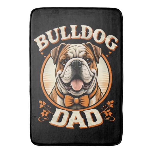 bulldog dad – cute vintage bulldog father’s day バスマット (正面縦)