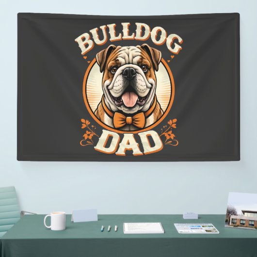 bulldog dad – cute vintage bulldog father’s day 横断幕 (トレードショー)