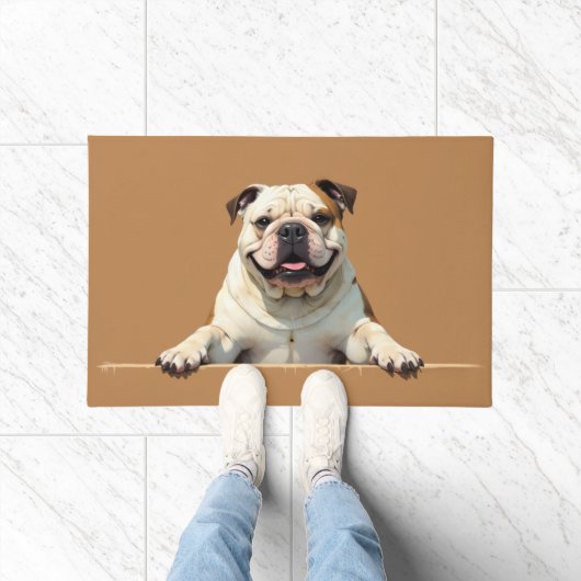 Bulldog Dog Doormat Art ドアマット (室内)
