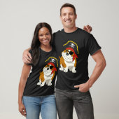Bulldog Dog Pirate Captain with Skull Easy Hallowe Tシャツ (ユニセックス)