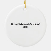 Bulldog Dog Santa Hat Merry Christmas Art セラミックオーナメント (裏面)