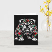 Bulldog Floral Red Rose Mens Womens  カード (黄色い花)